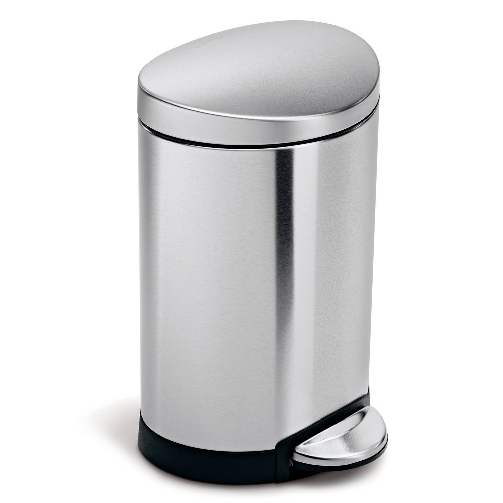 Photos - Other Decoration Simplehuman 6L Semi-Round Step Bathroom Trash Can - Stainless Steel: Fingerprint-Proof, Silent Close Lid, 13.5" Height Brush 