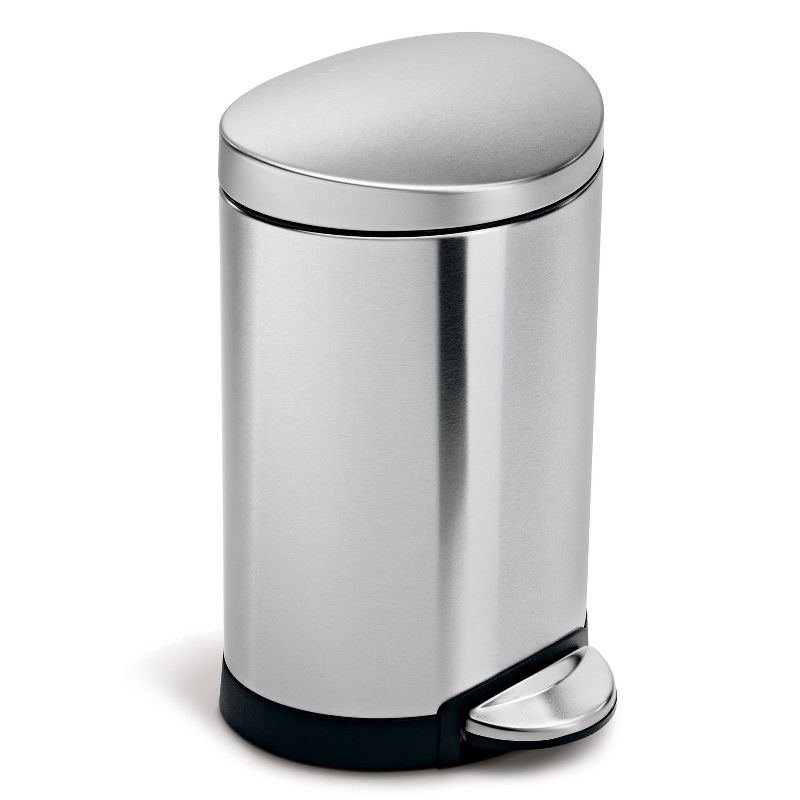 simplehuman 6L Stainless Steel Semi-Round Step Trash Can, 1 of 7