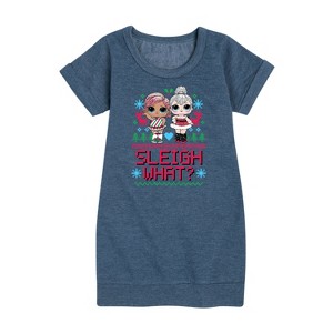 - Lol Surprise! - Sleigh What Graphic Short Sleeve Fleece Dress - 1 of 4
