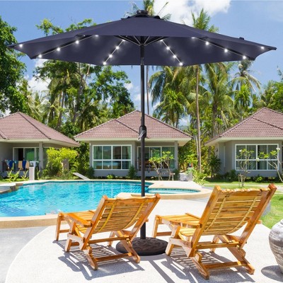 Sonkuki 9 ft LED Round Solar Lighted Patio Market Umbrella