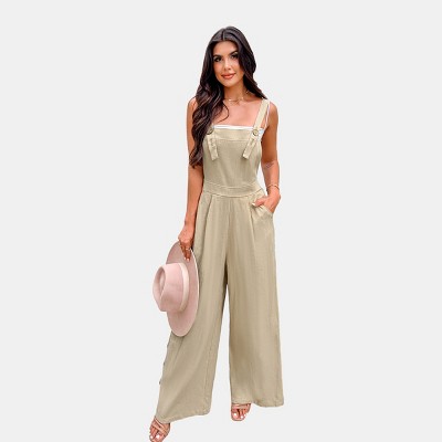 Women's Straight Neck Wide Leg Overalls Jumpsuit - Cupshe : Target