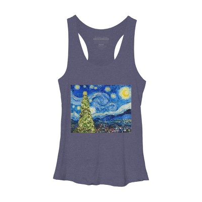 Women's Design By Humans Van Gogh Starry Night - Christmas Tree By bcstudio Racerback Tank Top