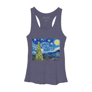 Women's Design By Humans Van Gogh Starry Night - Christmas Tree By bcstudio Racerback Tank Top - 1 of 3