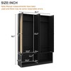 Evita Farmhouse Widen Hall Tree with 4 Rattan Doors, 6 Hooks and Adjustable Shelf-55.1*15.7*78.7 Inch, Black - 3 of 4