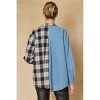 Women's Denim & Plaid Top - entro - 3 of 4