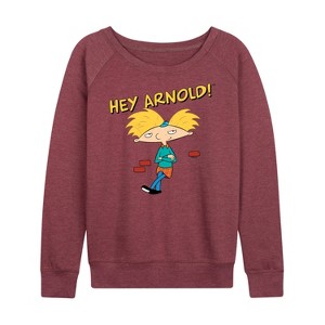 Women's - Hey Arnold! - Cool Arnold Lightweight French Terry Wide Neck Long Sleeve Shirt - 1 of 4