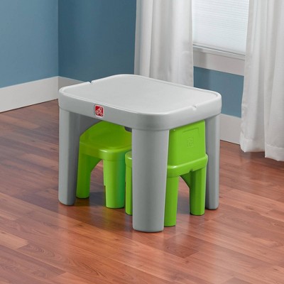 Gray and Green Plastic Toddler Table and Chair Set