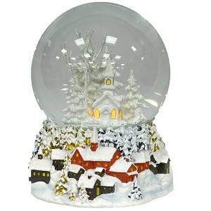 Ashfield & Harkness Winterland Church Decorative Snow Globe with Wind Up Music - 1 of 4