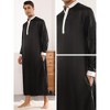 Lars Amadeus Men's Long Sleeves Banded Collar Long Satin Nightshirt - image 3 of 4