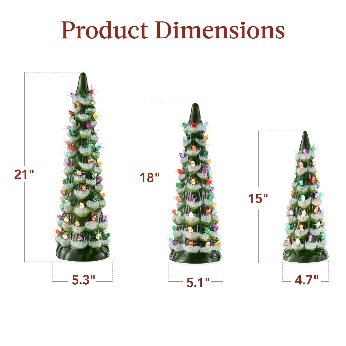 Best Choice Products Set of 3 Pre-Lit Hand-Painted Ceramic Tabletop Christmas Trees – Indoor Holiday Décor - thumbnail 2