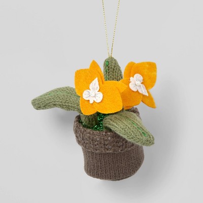 Cactus Ornament with Orange Flowers and Light Gray Pot - Wondershop™