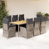 vidaXL Patio Dining Set with Cushions Table and Chairs Bistro Set Poly Rattan - Gray Without footrest 8-Piece - 2 of 4