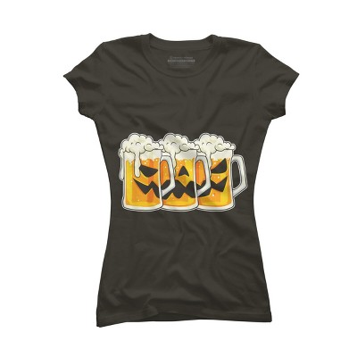 Adult Design By Humans Halloween Jack O Lantern Beer Drinking By RedBirdLS T-Shirt