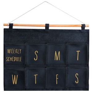 Garnen Wall Pocket Weekly Planner, Wall Storage Organizer, 8 Pockets Hanging Wall Organizer for To-Do List Pocket Chart Daily Schedule Planner, Gray - 1 of 4