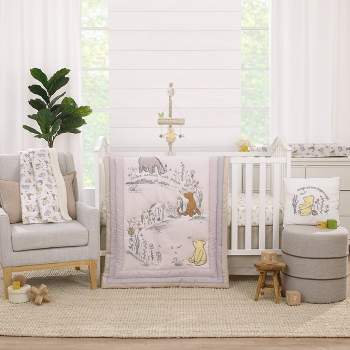 Disney Classic Pooh Naturally Friends Ivory and Taupe Piglet, Eeyore, and Tigger 3 Piece Nursery Crib Bedding Set