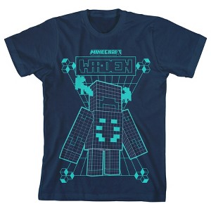 Minecraft Warden Distortion Clash Trend Graphic Youth Boys Navy T-Shirt - 1 of 2