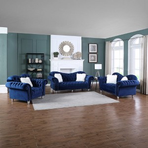 3pcs Couch Set Luxury Classic America Chesterfield Sofa Loveseat and Arm Chair Tufted Camel Back - Morden Fort - 1 of 4