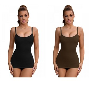 INSPIRE CHIC 2 Pcs Women's Adjustable Straps Tummy Control Long Slim-Fit No Trace Shapewear Camisole - 1 of 4