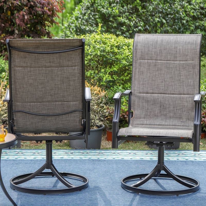 2pk Steel Patio 360 Swivel Padded Arm Chairs with Sling Seat &#38; Back - Captiva Designs, 2 of 12