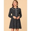 INSPIRE CHIC Women's Heart Print Long Sleeve A-Line Lace Trim Peter Pan Collar Mini Dress - 3 of 4