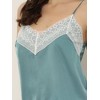 cheibear Womens Sleepwear Pjs Lace Trim Satin Lingerie Silk Cami with Shorts Pajama Set - 4 of 4