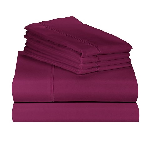 Eggplant Queen 6 Pc Rayon From Bamboo Solid Performance Sheet Set ...