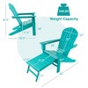Costway Outdoor Patio HDPE Deck Adirondack Chair Beach Seat Retractable Ottoman White\Black\Coffee\Grey\Turquoise - 4 of 4
