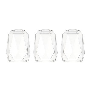 DORESshop 3-Pack Diamond Pattern Glass Lamp Shades, Replacement Clear Glass Covers, Decorative Light Fixture Accessories - 1 of 2
