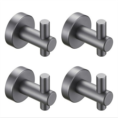 OUTSUPPLY 4-Pack Matte Black Wall Hooks for Bathroom, Bedroom, Entryway with Screws, Space Saving Design