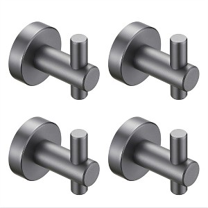OUTSUPPLY 4-Pack Matte Black Wall Hooks for Bathroom, Bedroom, Entryway with Screws, Space Saving Design - 1 of 4