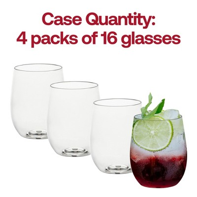 12 oz Clear Stemless Shatterproof Plastic Wine Glasses Set