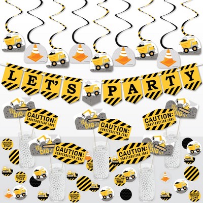Big Dot of Happiness Dig It - Construction Party Zone - Baby Shower or Birthday Party Supplies Decoration Kit - Decor Galore Party Pack - 51 Pieces