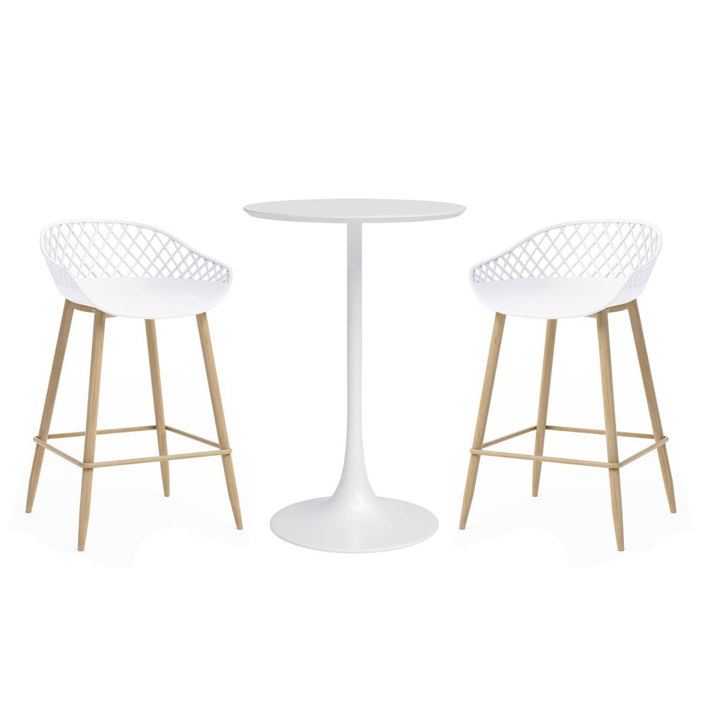 Photos - Dining Table 3pc Kurv Counter Height Dining Set White - Jamesdar