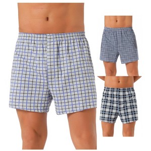 INSPIRE CHIC Men's 3 Pack Classic Elastic Waistband Plaid Printing Boxer Shorts - 1 of 4