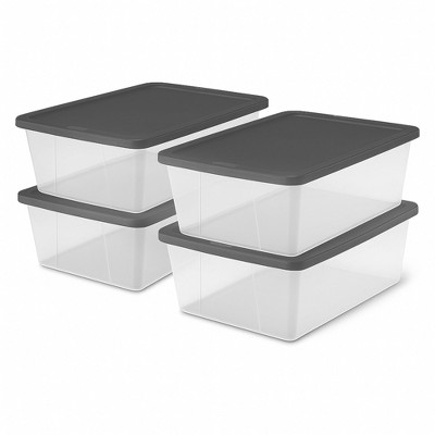 Homz Plastic Multipurpose Stackable Storage Container Bins with Secure Latching Lid for Home and Office Organization