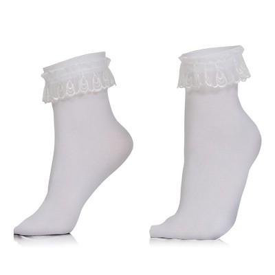 Skeleteen Ruffled Anklet Socks - White : Target