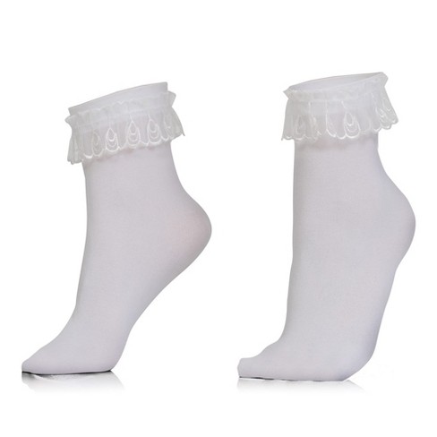 Black lace mesh socks white ruffle top – The Willing Accomplice