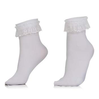 Skeleteen Ruffled Anklet Socks - White