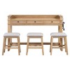 CAVINAS Dining Table Set for 4 Bar Table Set with 3 Upholstered Stools 3 Drawers - 3 of 4