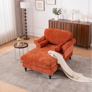 KWPZQEB Chaise Lounge Chair Indoor, 60" Oversized Sleeper Chair with Wood Frame & Wide Seat, Upholstered Sofa Bed for Living Room, Bedroom - 1 of 4