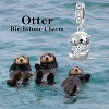 Sterling Silver Otter Charm with 12 Birthstones - Bead for Bracelets & Jewelry Making, Otter Lover Gift - 3 of 4