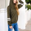 Anna-Kaci Women's Button-Front Hoodie with Stripe Sleeve Detail and Relaxed Fit for Casual Looks - 2 of 4