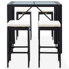 vidaXL 5-Piece Patio Bar Set - Poly Rattan and Glass in Black - Includes Comfortable Cushions - Easy Assembly - Suitable for Outdoor Use - 3 of 4