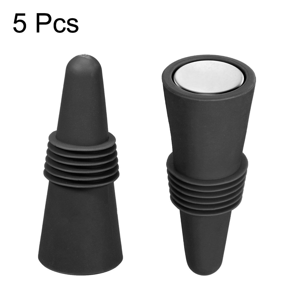 Unique Bargains Silicone Unbreakable Reusable Beverage Wine Caps 5 Pcs - thumbnail 3