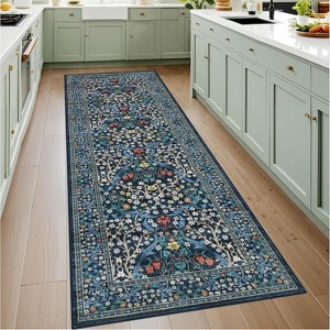 TackView Washable Kitchen Runner Rug, Floral 2x6 Rug for Hallway Non Slip Stain Resistant, Ultra-Thin Boho Soft Hallway Rug - 1 of 4