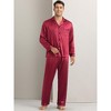 INSPIRE CHIC Men's Button Down Long Sleeve Casual Satin Pajamas Sets 2 Pieces - 2 of 4