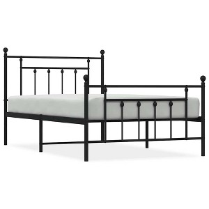 vidaXL 12" Black Twin XL Metal Bed Frame with Headboard & Footboard No Mattress - 1 of 4