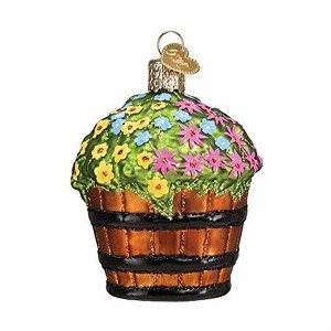 Old World Christmas Blown Glass Ornament for Christmas Tree, Whiskey Barrel with Flowers - 1 of 4