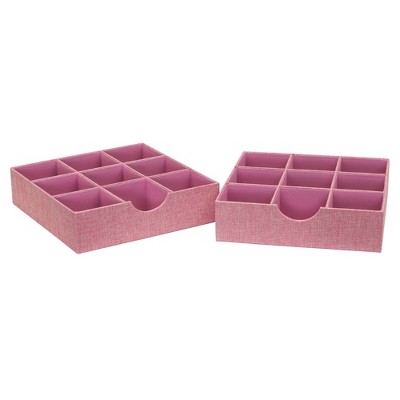 Household Essentials Set Of 2 9-section Drawer Trays Carnation Pink ...