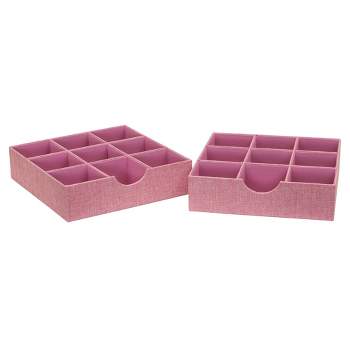 Household Essentials Set of 2 9-Section Drawer Trays Carnation Pink